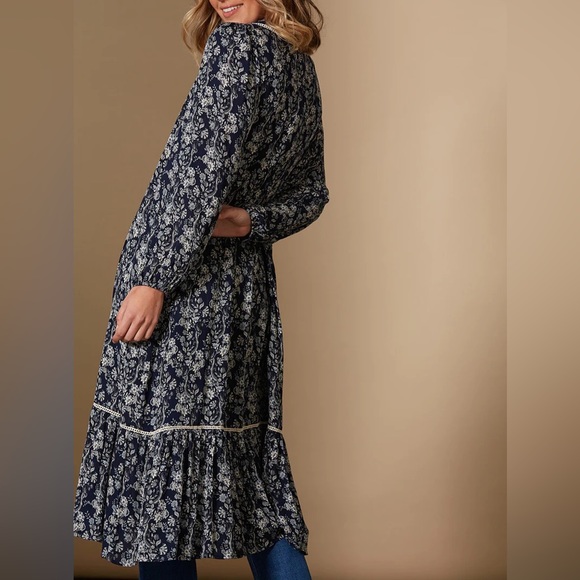 Blue Floral Longline Kimono Duster Jacket NWT - Picture 8 of 11